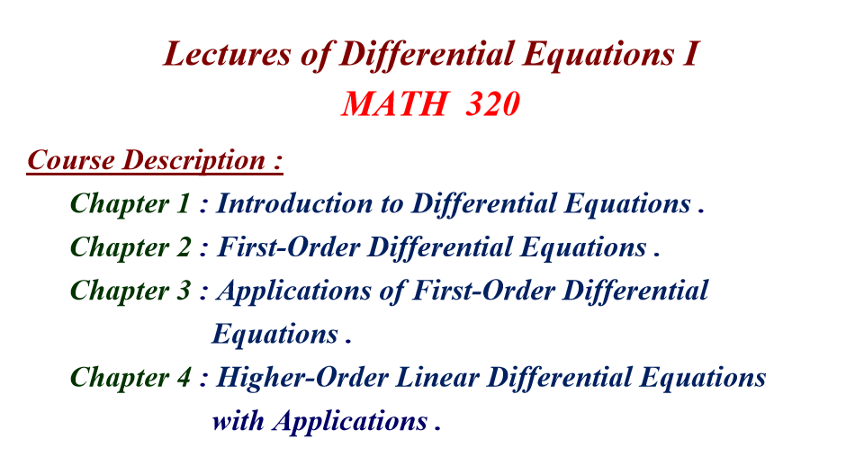 معادلات تفاضلية Math 320