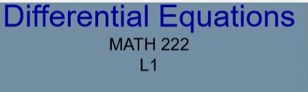 معادلات تفاضلية  Math 222