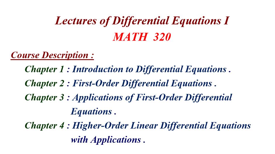 معادلات تفاضلية Math 320